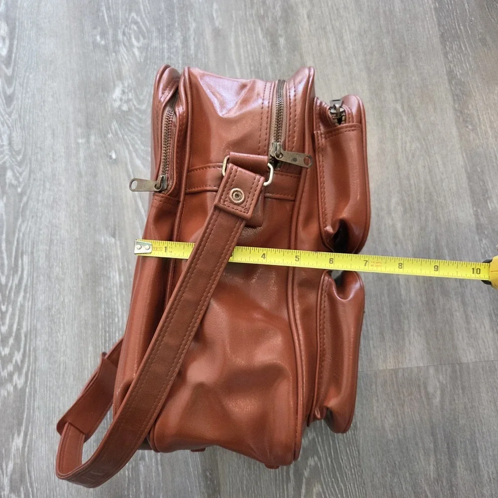 Vintage Restored Samsonite Leather Multi-Pocket Shoulder Travel Bag